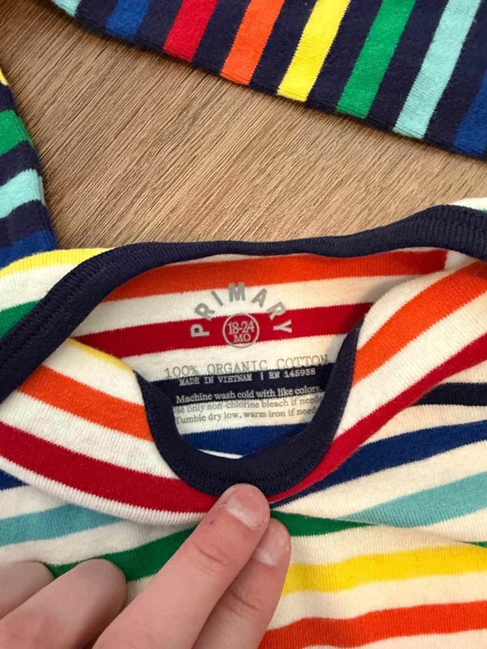 Primary Rainbow Stripe Bodysuits | Size 18-24 months - Picture 2 of 5